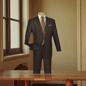 APOLLO KING MEN'S 2 PIECE MODERN FIT SOLID BROWN EXECUTIVE SUIT. 5604